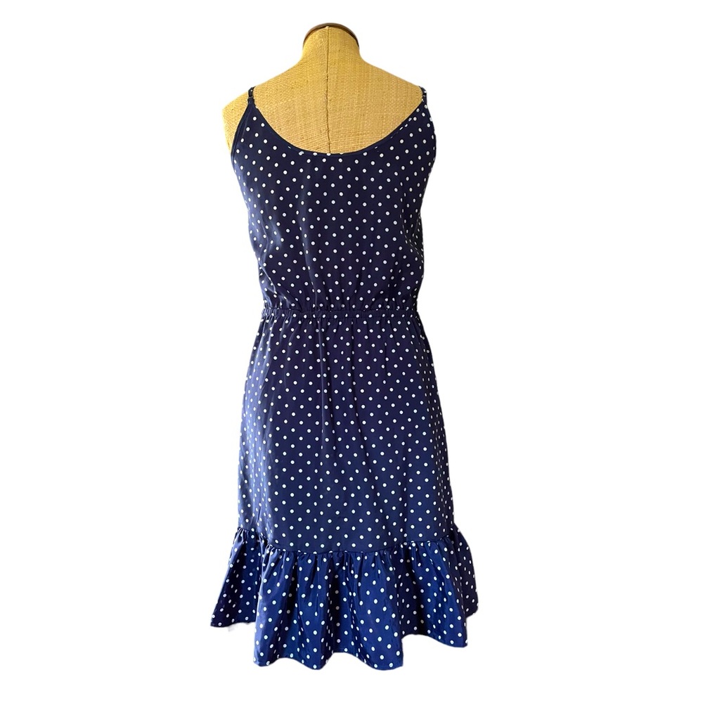 Joe Fresh polka dot ruffle dress with tie waist and adjustable straps. Women Lg.